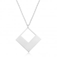 Gümüş Kare Bayan kolye