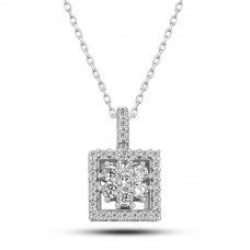 Gümüş Kare Zirkon Taşlı Kadın Kolye