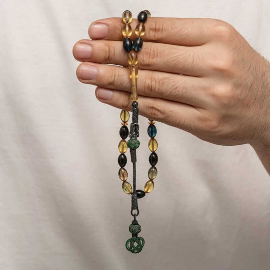 Gümüş Kazaz Püsküllü Sıkma Kehribar Tesbih Gümüş Kazaz Püsküllü Sıkma Kehribar Tesbih