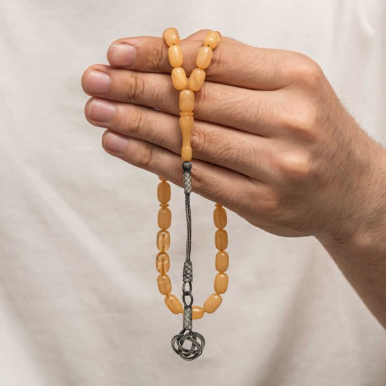 Gümüş Kazaz Püsküllü Sıkma Kehribar Tesbih Gümüş Kazaz Püsküllü Sıkma Kehribar Tesbih