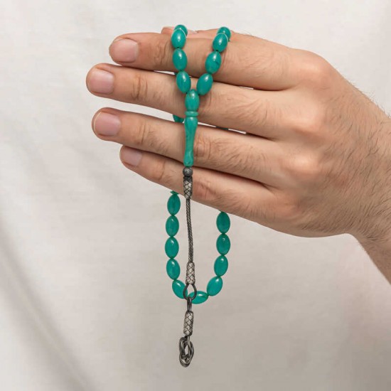 Gümüş Kazaz Püsküllü Sıkma Kehribar Tesbih Gümüş Kazaz Püsküllü Sıkma Kehribar Tesbih