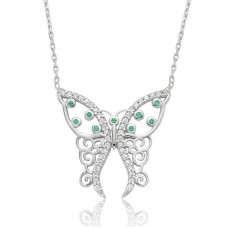 Gümüş Desenli Kelebek Bayan Kolye