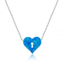 Gümüş Kilitli Kalp Bayan Kolye