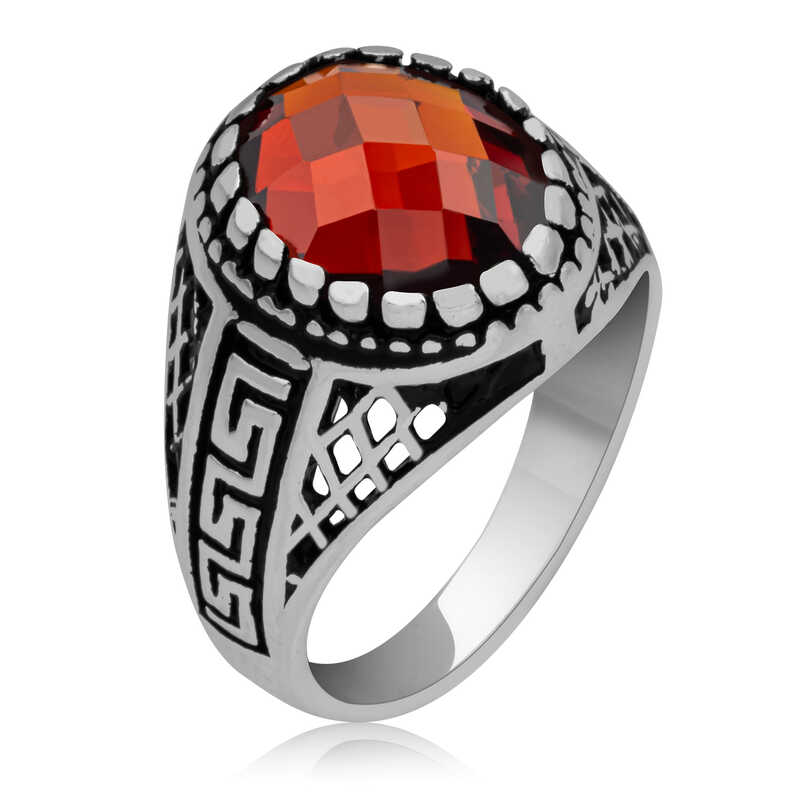 Gümüş Kırmızı Zirkon Taşlı Çocuk Erkek Yüzük Gümüş Kırmızı Zirkon Taşlı Çocuk Erkek Yüzük