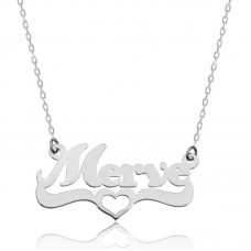 Gümüş Kişiye Özel Kalpli İsim Kolye