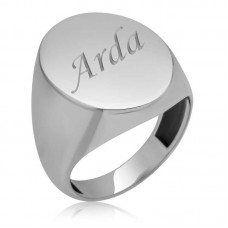 Gümüş Kişiye Özel Oval Erkek Yüzük