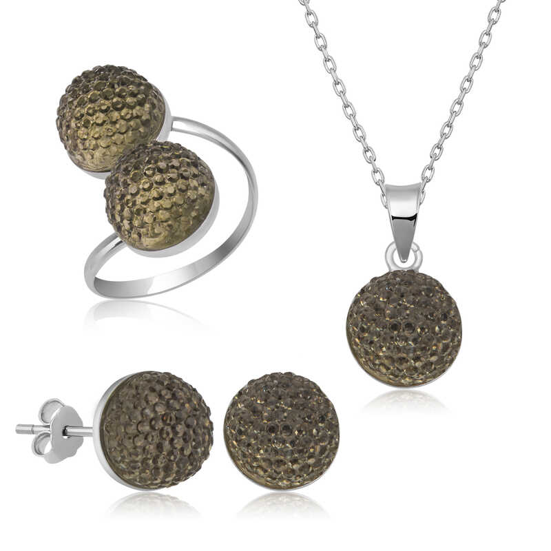 Gümüş Kristal Kadın Set Gümüş Kristal Kadın Set