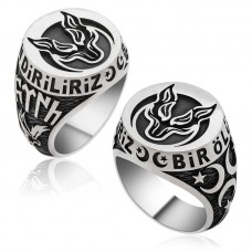 Gümüş Bozkurt Bir Ölür Bin Diriliz Erkek Yüzük