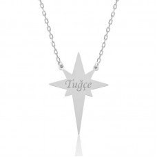 Gümüş Kutup Yıldızı İsimli Bayan Kolye