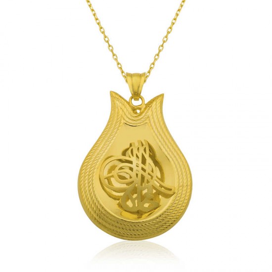 Gümüş Sarı Tuğra Bayan Kolye Gümüş Sarı Tuğra Bayan Kolye