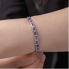 Gümüş Lila Taşlı Su Yolu Kadın Bileklik