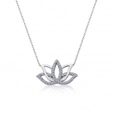 Gümüş Lotus Çiçeği Kolye