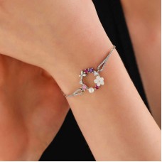 Gümüş Manolya Çiçeği Kelebek Kadın Bileklik