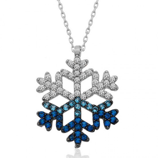 Gümüş Mavi Taşlı Kar Tanesi Kadın Kolye Gümüş Mavi Taşlı Kar Tanesi Kadın Kolye