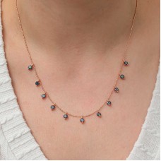 Gümüş Mistik Topaz Taşlı Rose Şans Kadın Kolye