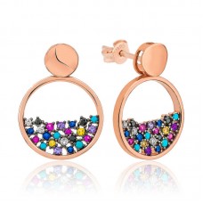 Gümüş Mix Taşlı Çiğ Damlası Bayan Küpe