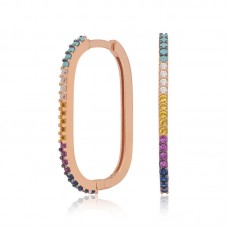 Gümüş Mix Taşlı Halka Küpe