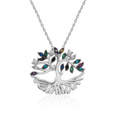 Gümüş Mix Taşlı Tuba Ağacı Kolye