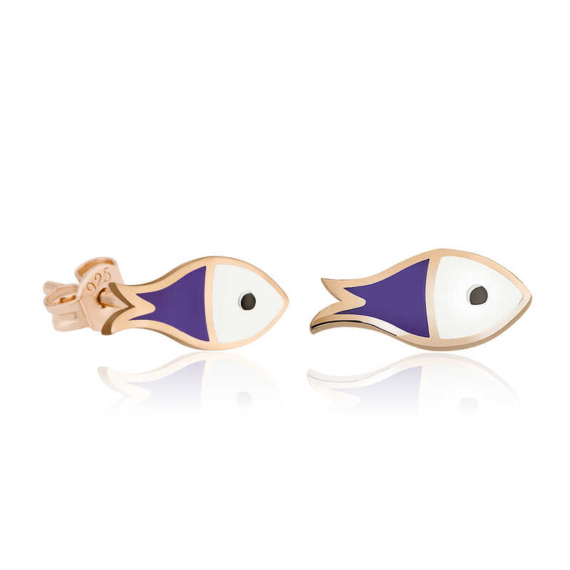 Gümüş Mor Balık Küpe Gümüş Mor Balık Küpe