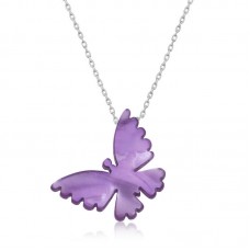Gümüş Mor Kelebek Kadın Kolye