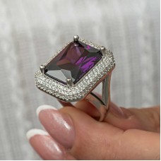 Gümüş Mor Zirkon Taşlı Kadın Yüzük