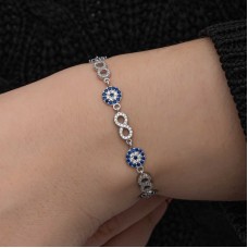 ​Gümüş Nazar Boncuklu Sonsuzluk Kadın Bileklik