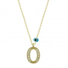 Gümüş Nazar Gold O Harfi Kadın Kolye