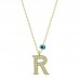Gümüş Nazar Gold R Harfi Kadın Kolye