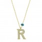 Gümüş Nazar Gold R Harfi Kadın Kolye
