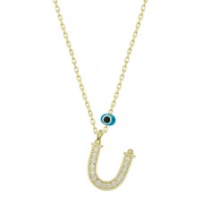 Gümüş Nazar Gold Ü Harfi Kadın Kolye