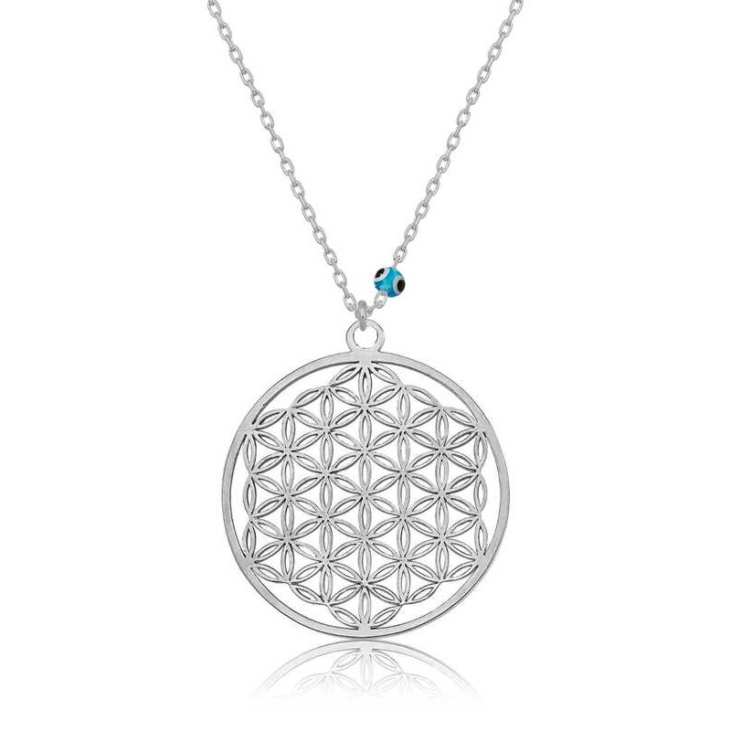 Gümüş Nazar Gözlü Yaşam Çiçeği Kolye Gümüş Nazar Gözlü Yaşam Çiçeği Kolye