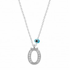 Gümüş Nazar Rodyum Ö Harfi Kadın Kolye