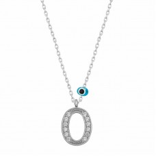 Gümüş Nazar Rodyum O Harfi Kadın Kolye
