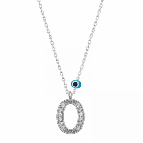 Gümüş Nazar Rodyum O Harfi Kadın Kolye