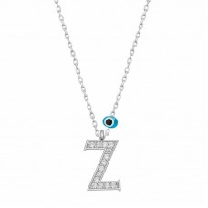 Gümüş Nazar Rodyum Z Harfi Kadın Kolye