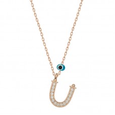 Gümüş Nazar Rose Ü Harfi Kadın Kolye