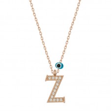 Gümüş Nazar Rose Z Harfi Kadın Kolye
