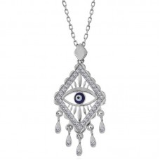 Gümüş Nazarlı Göz Kadın Kolye