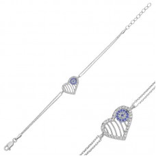 Gümüş Nazarlı Kalp Kadın Bileklik