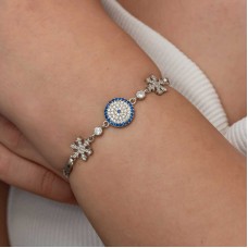 Gümüş Nazarlı Kar Tanesi Kadın Bileklik