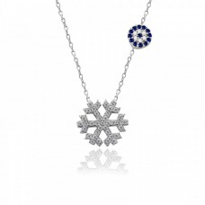 Gümüş Nazarlı Kar Tanesi Kadın Kolye