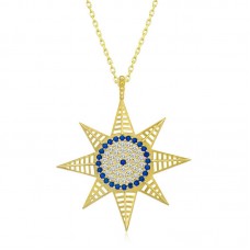 Gümüş Gold Nazarlı Kutup Yıldızı Kadın Kolye
