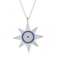 Gümüş Nazarlı Kutup Yıldızı Kadın Kolye
