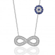 Gümüş Nazarlı Sonsuzluk Kadın Kolye