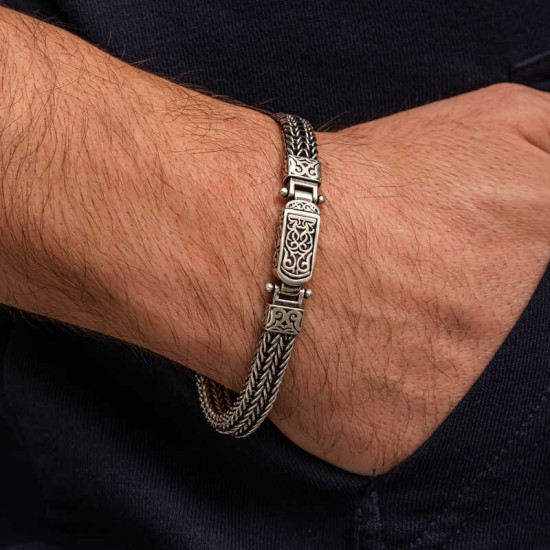 Gümüş Oksitli Desenli Erkek Bileklik Gümüş Oksitli Desenli Erkek Bileklik
