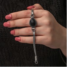 Gümüş Oniks Taşlı Kazaziye Bileklik