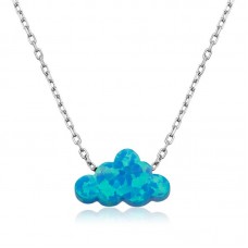 ​Gümüş Mavi Opal Taş Bulut Bayan Kolye