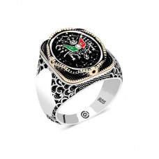 Gümüş Osmanlı Arması Oval Erkek Yüzük