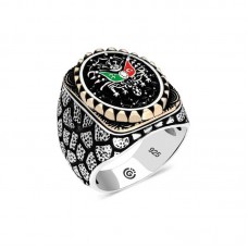 Gümüş Osmanlı Arması Oval Erkek Yüzük