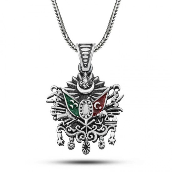 Gümüş Osmanlı Devlet Armalı Erkek Kolye